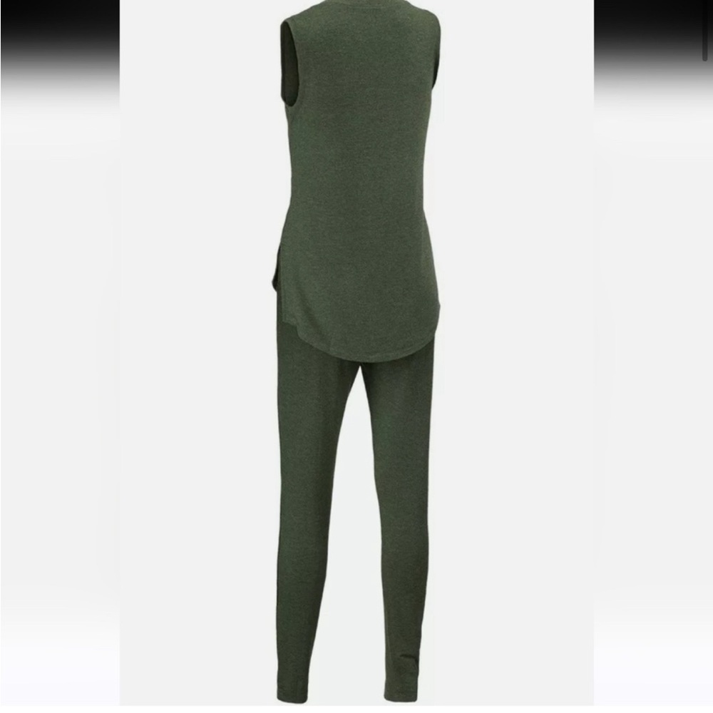 CABI Simple Playsuit Jumpsuit elastic waist  In Heathered Green Size S - Picture 2 of 9